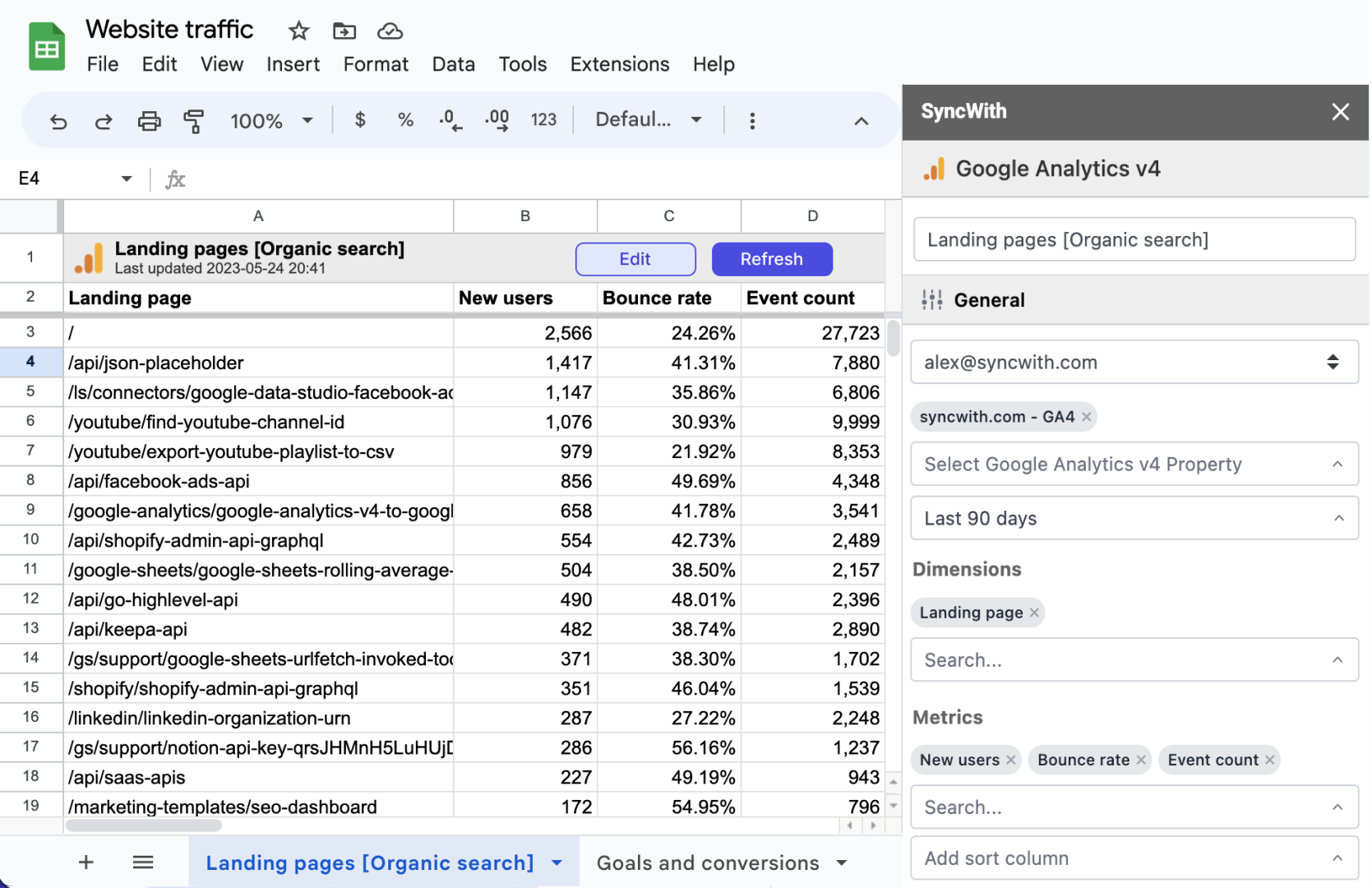 Importing GA4 traffic into Google Sheets